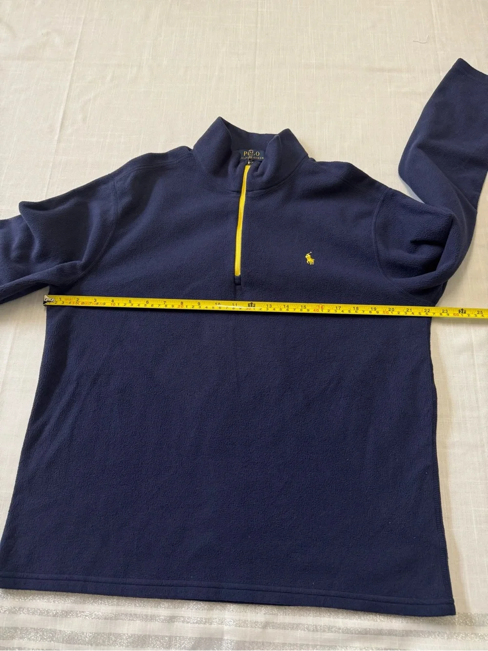 Polo Ralph Lauren Blue Performance Fleece 3/4 Zip Up Pullover Men’s Size L Pony